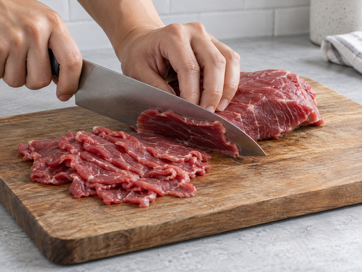 柬埔寨牛肉河粉 — 切牛肉