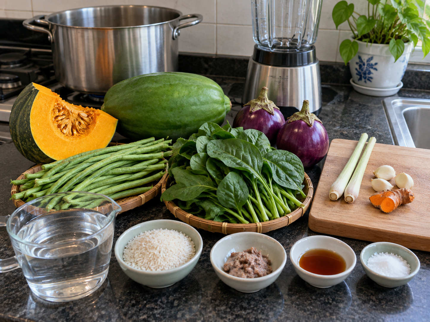 柬埔寨雜菜香料湯 Samlor Korko — 材料