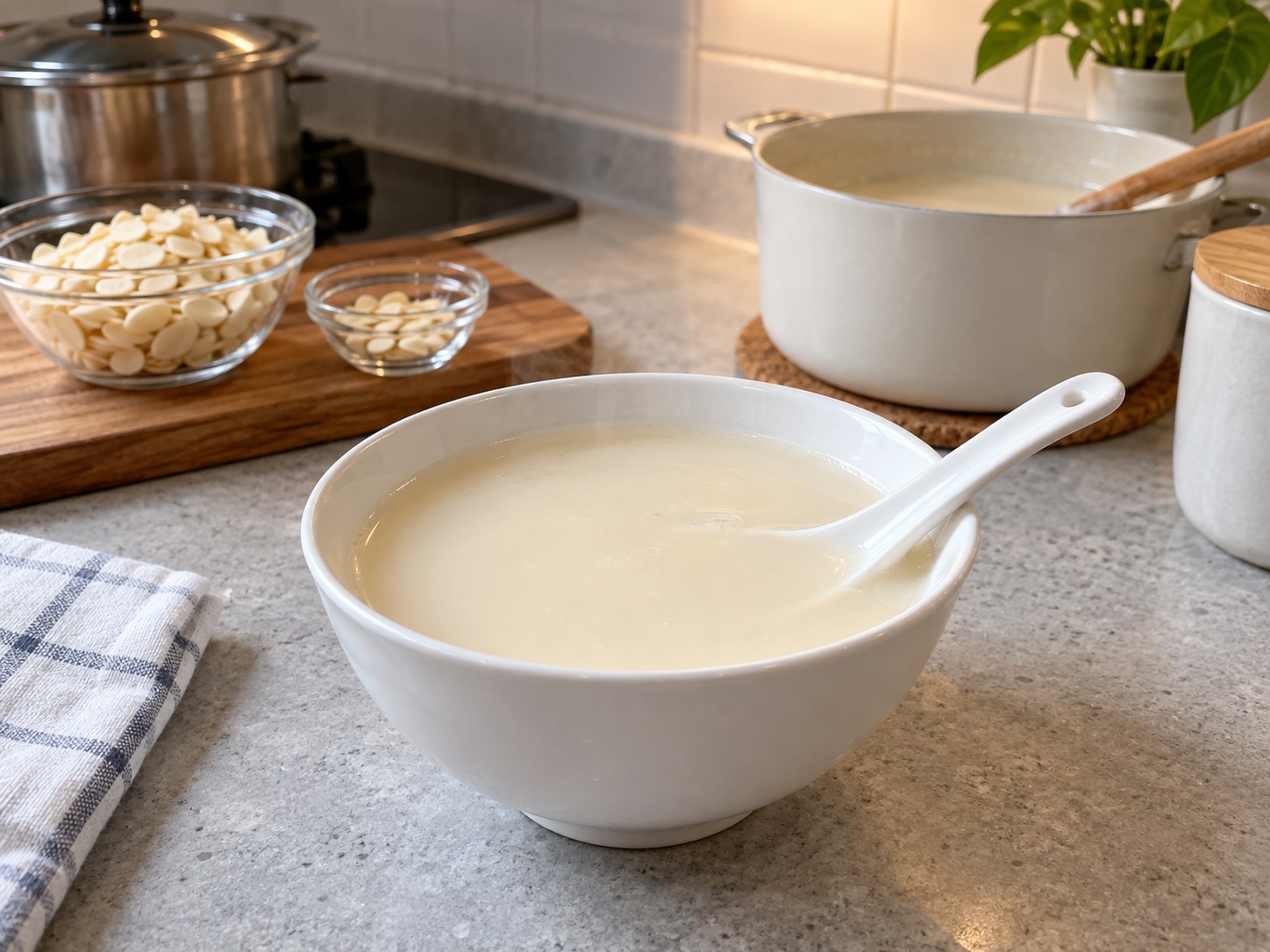 Cantonese Apricot Kernel Sweet Soup — finished dish