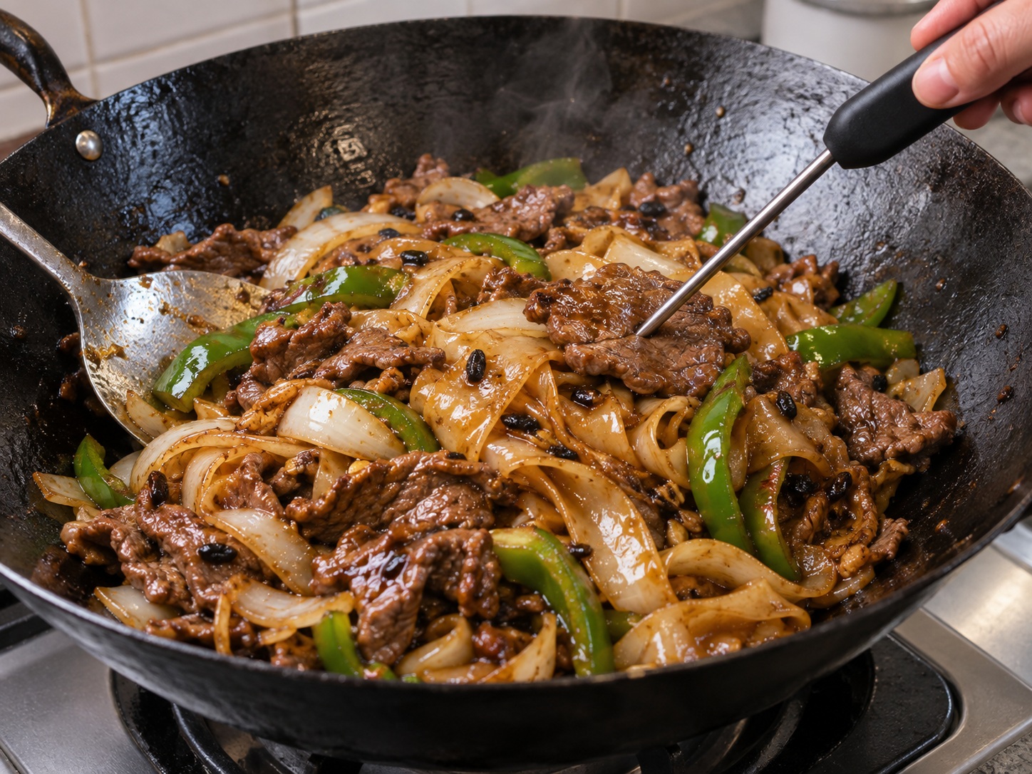 Cantonese Black Bean Beef Rice Noodles — Return the beef