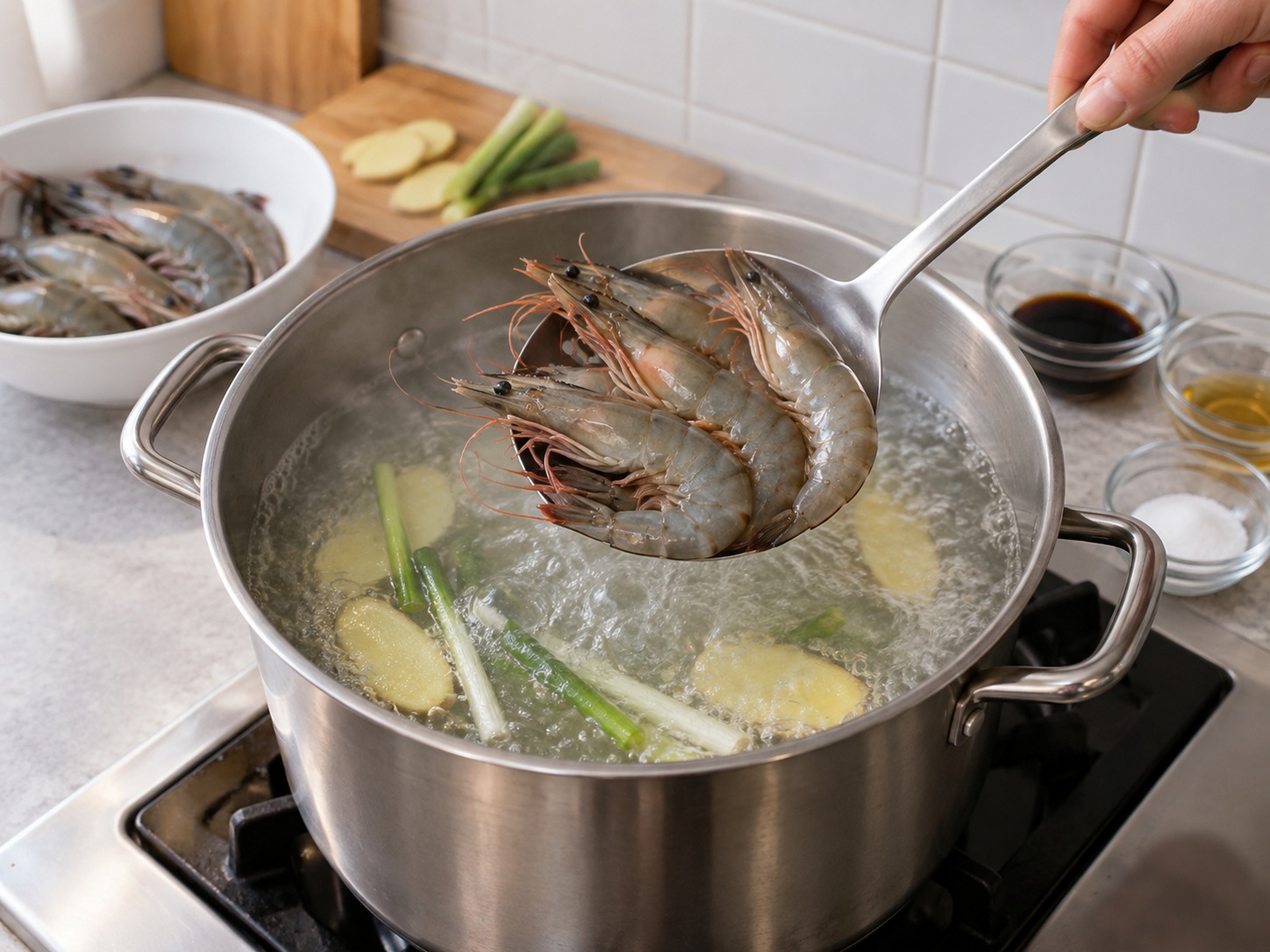 Udang Rebus ala Kanton — Masukkan udang