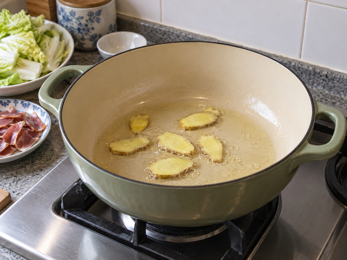 Cantonese Braised Napa Cabbage na may Jinhua Ham — Igisa ang luya