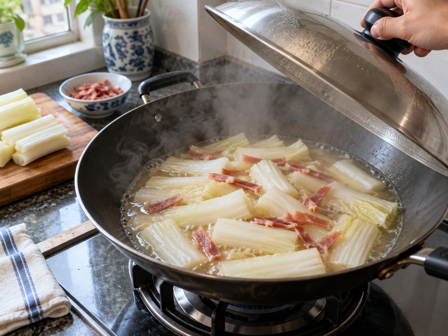 Cantonese Braised Napa Cabbage na may Jinhua Ham — Unahin ang tangkay