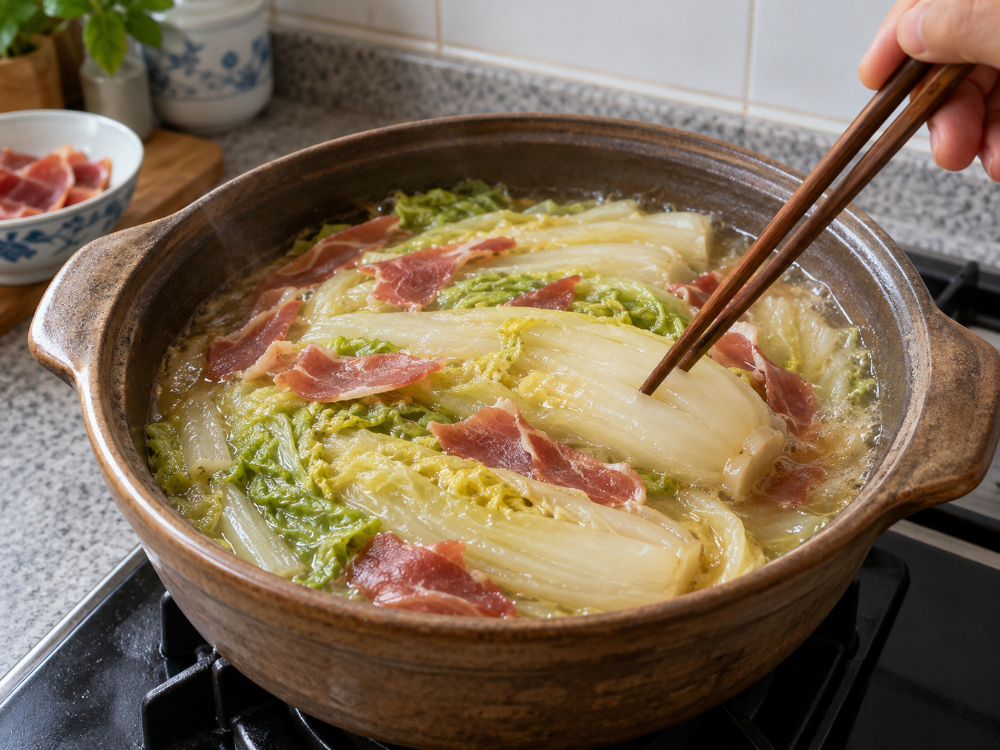 Cantonese Braised Napa Cabbage na may Jinhua Ham — Suriin ang lambot