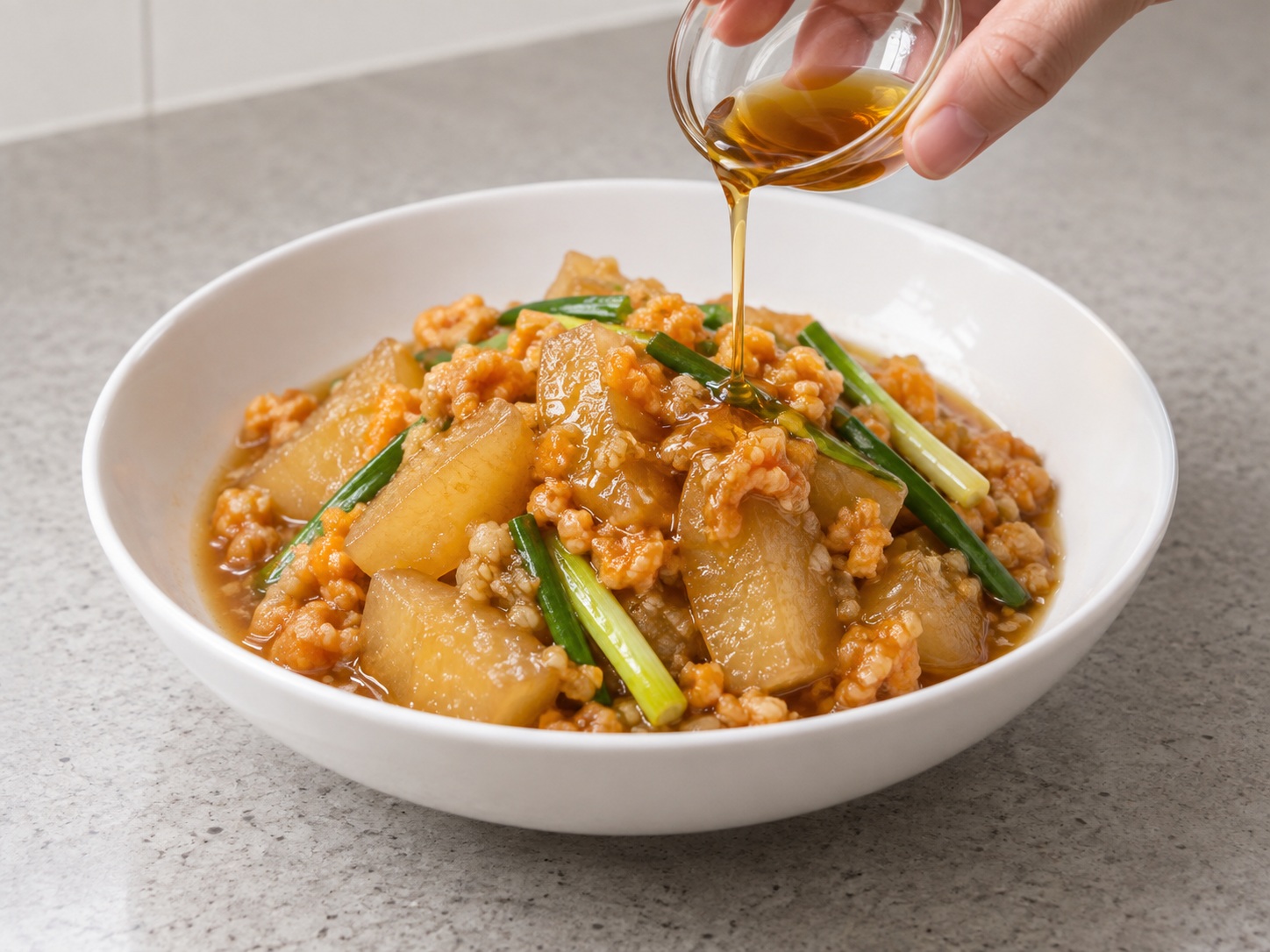 Cantonese Braised Pomelo Pith na may Shrimp Roe — Tapusin sa sesame oil