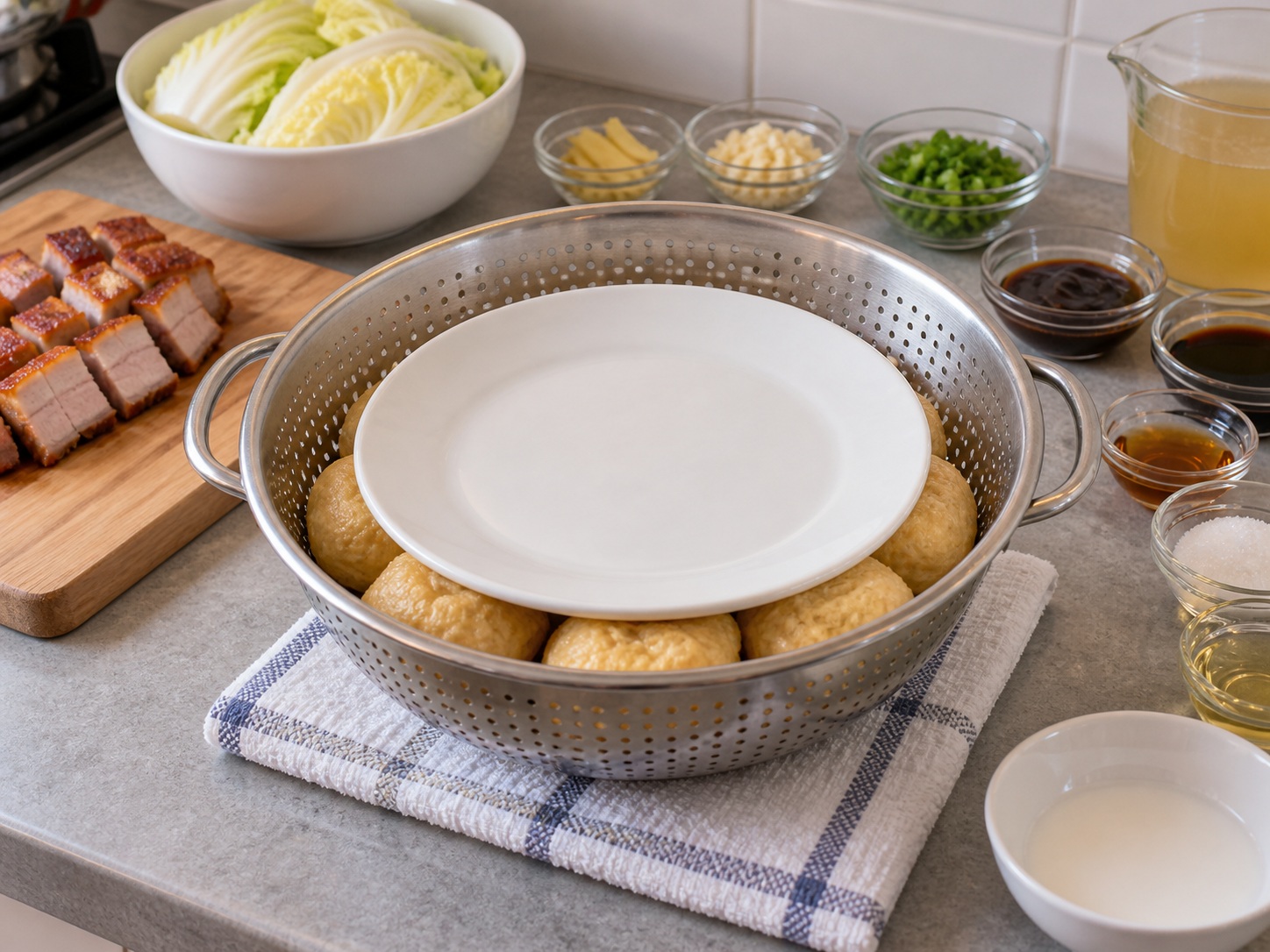 Cantonese Braised Roast Pork na may Tofu Puffs — Pigain ang tofu