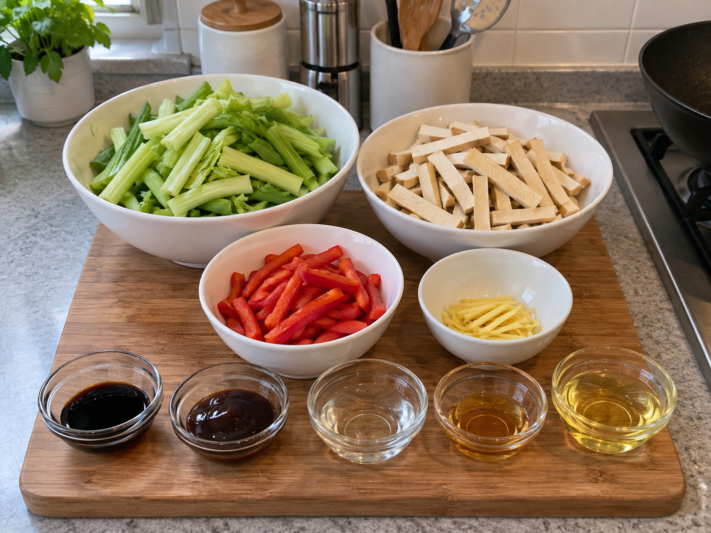 Stir-Fried Celery with Dried Tofu — ingredients