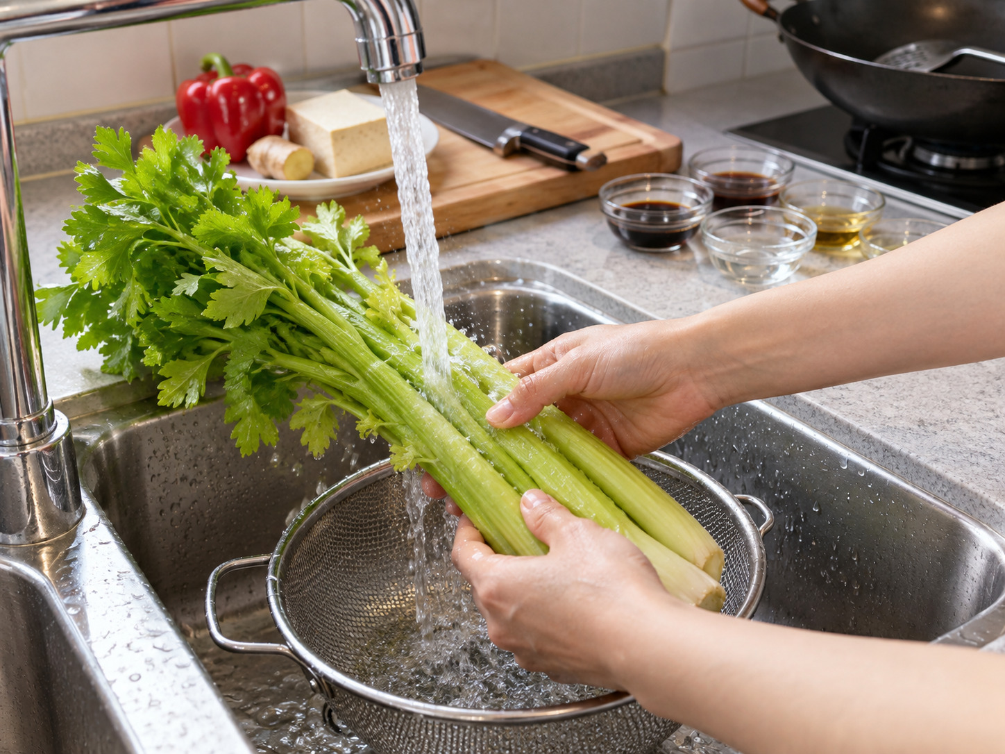 Stir-Fried Celery with Dried Tofu — Wash celery
