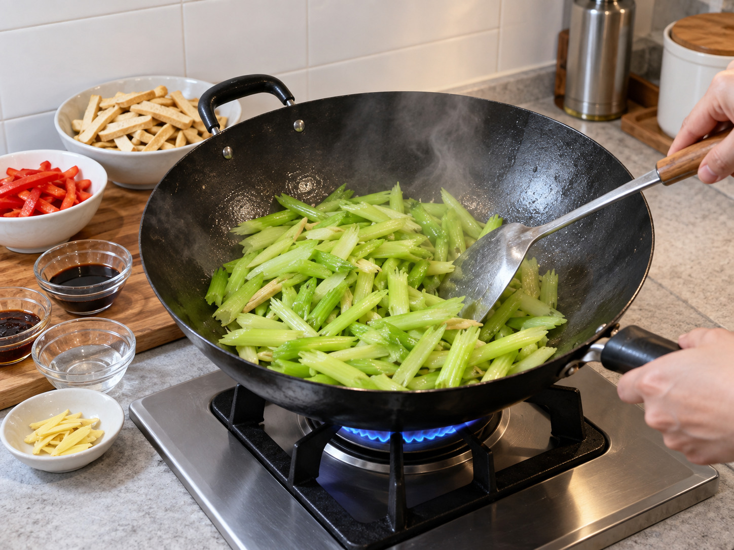 Stir-Fried Celery with Dried Tofu — Stir-fry celery