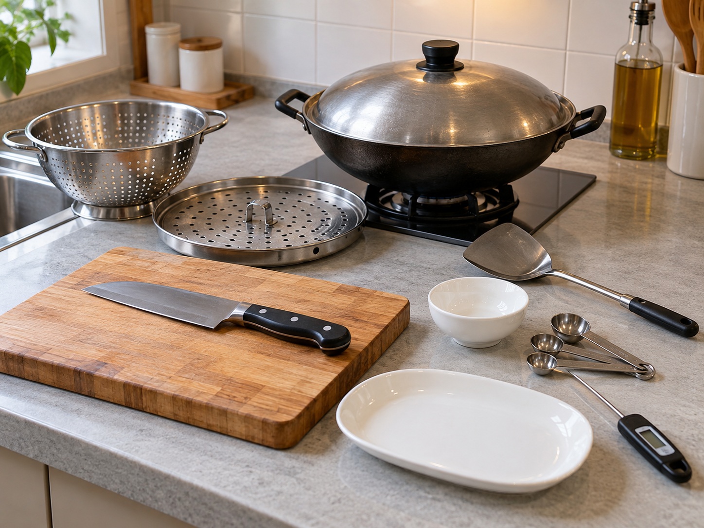 Cantonese Stir-Fried Chinese Broccoli with Cured Meats — tools