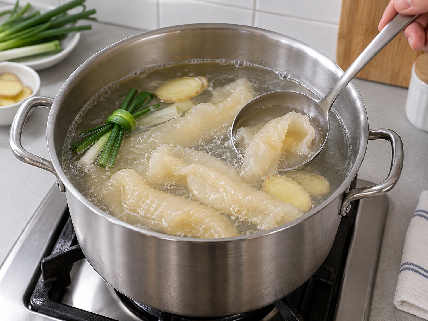 Cantonese Crab Meat and Fish Maw Thick Soup — Blanch to refresh