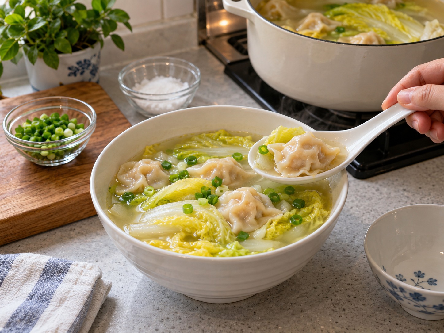 蛋角娃娃菜湯 — 完成圖