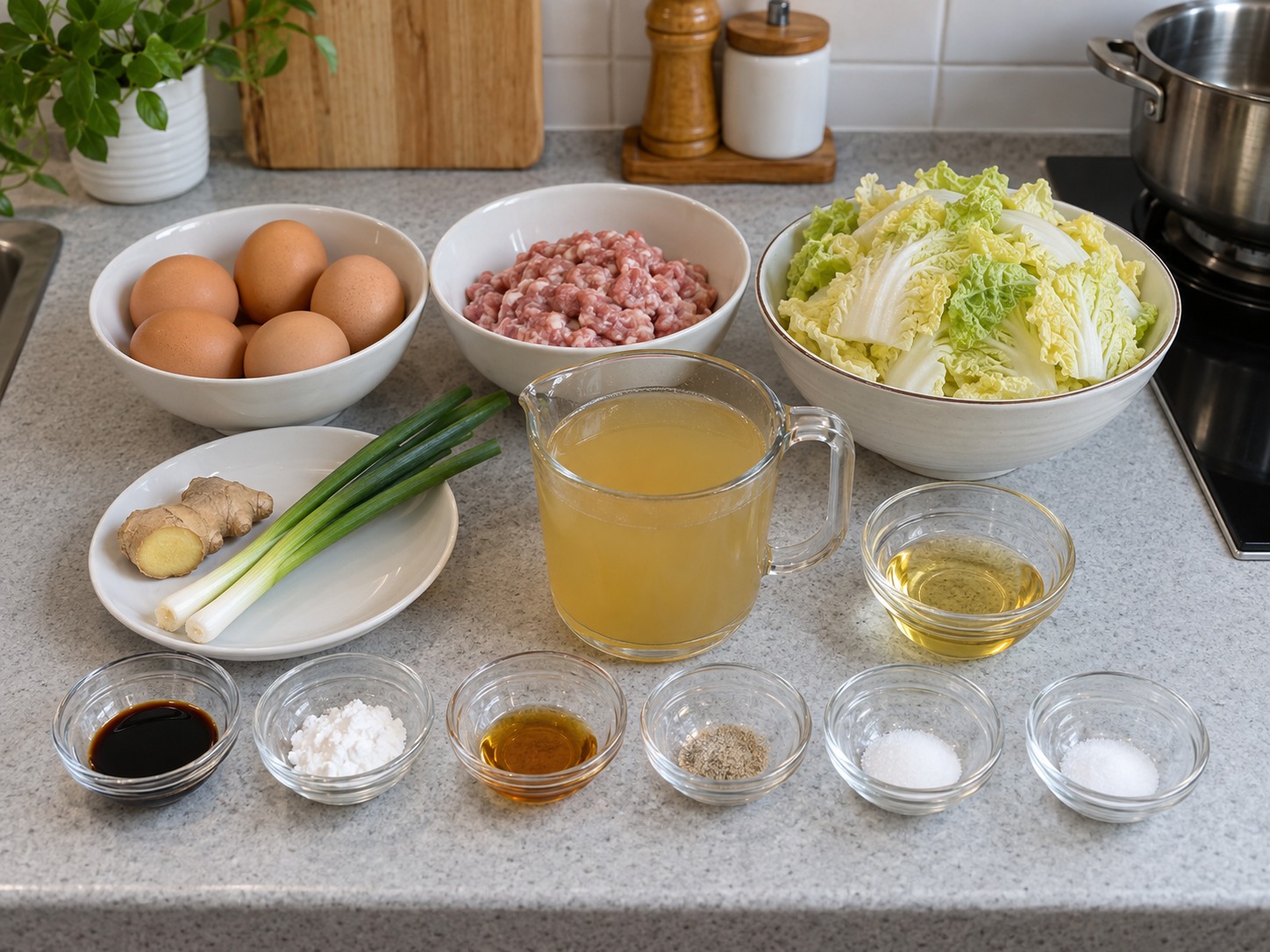 蛋角娃娃菜湯 — 材料