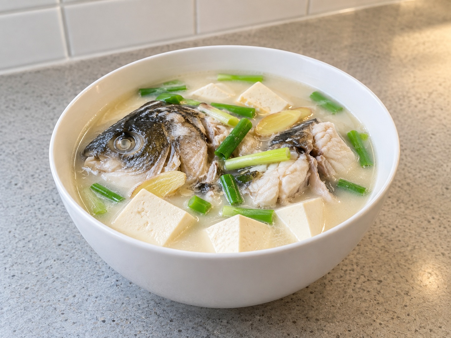 Cantonese Fish Head and Tofu Soup — finished dish