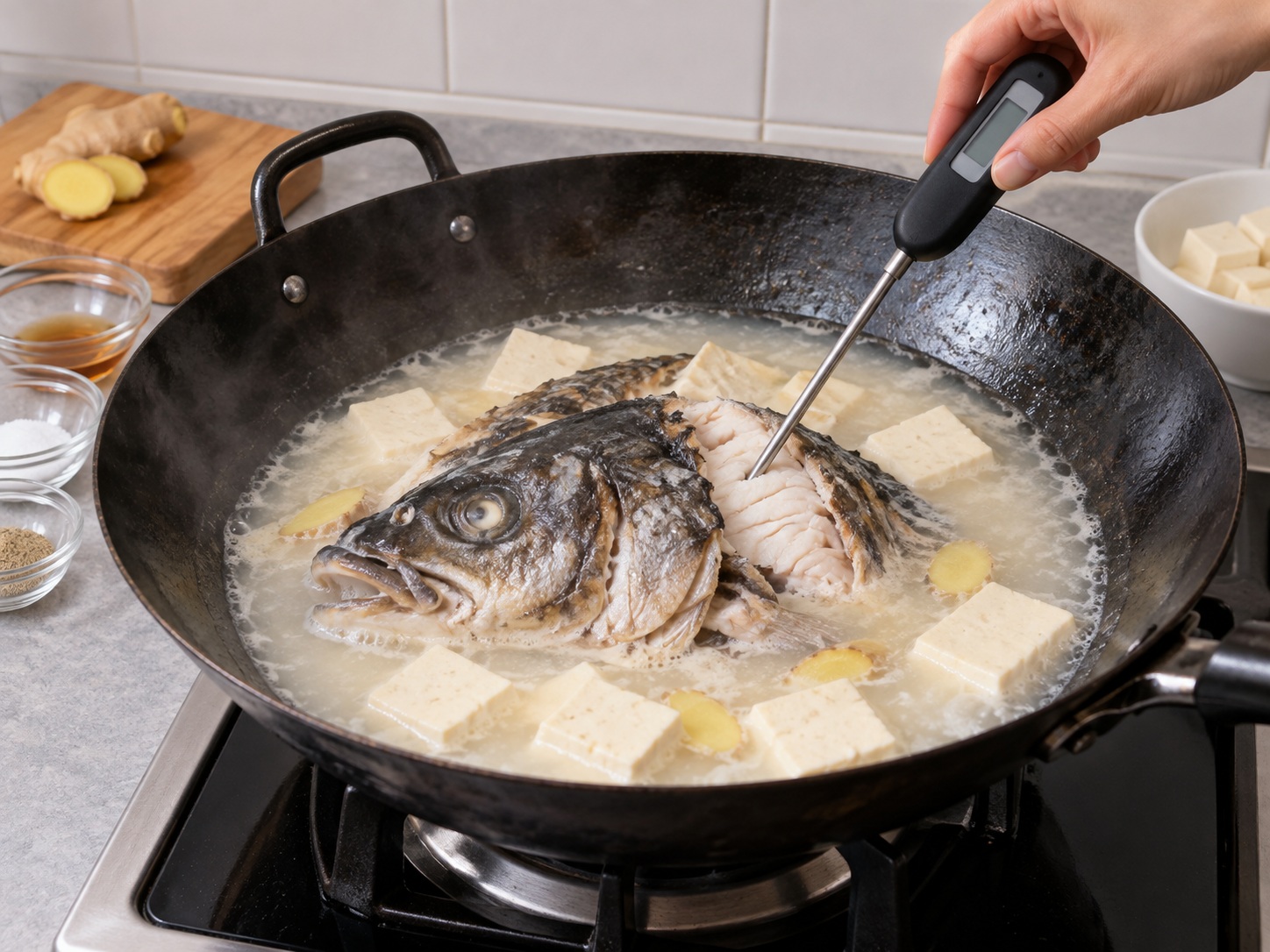 Cantonese Fish Head and Tofu Soup — Check the fish
