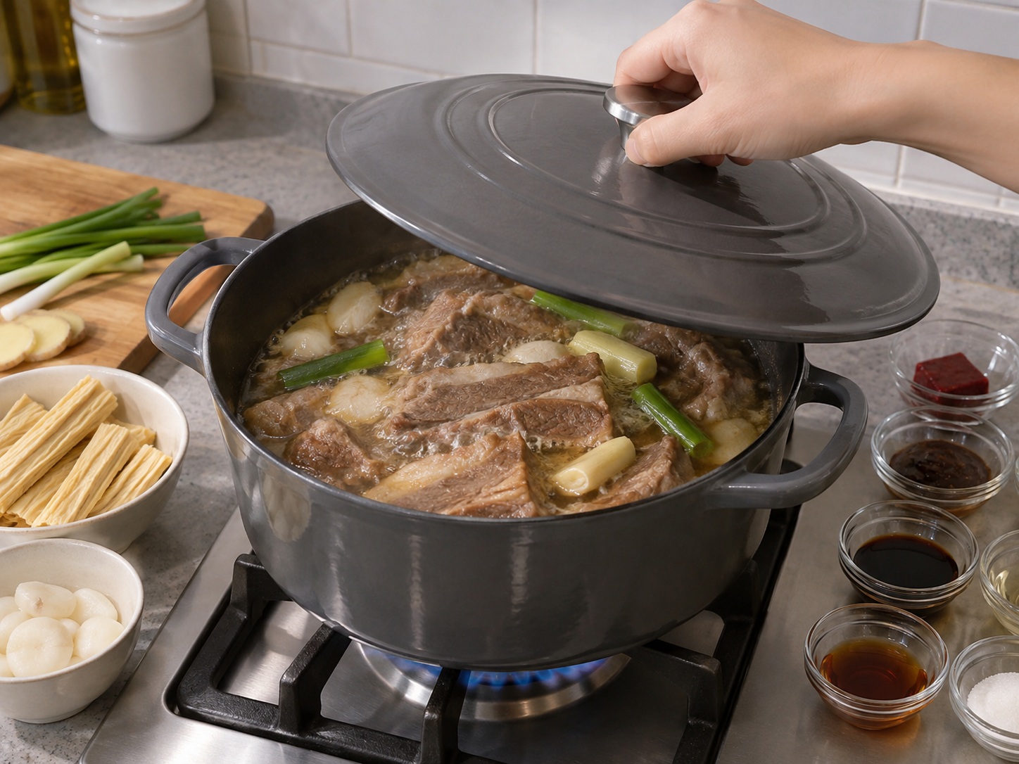 Cantonese Lamb Brisket at Bean Curd Sheet Pot — Simulan ang braising