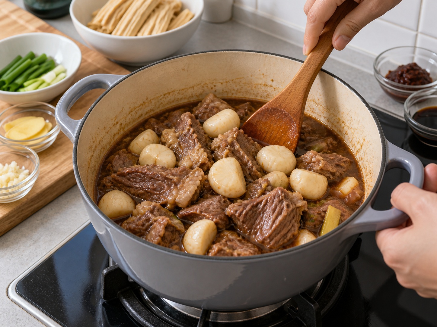 Cantonese Lamb Brisket at Bean Curd Sheet Pot — Ilagay ang water chestnuts