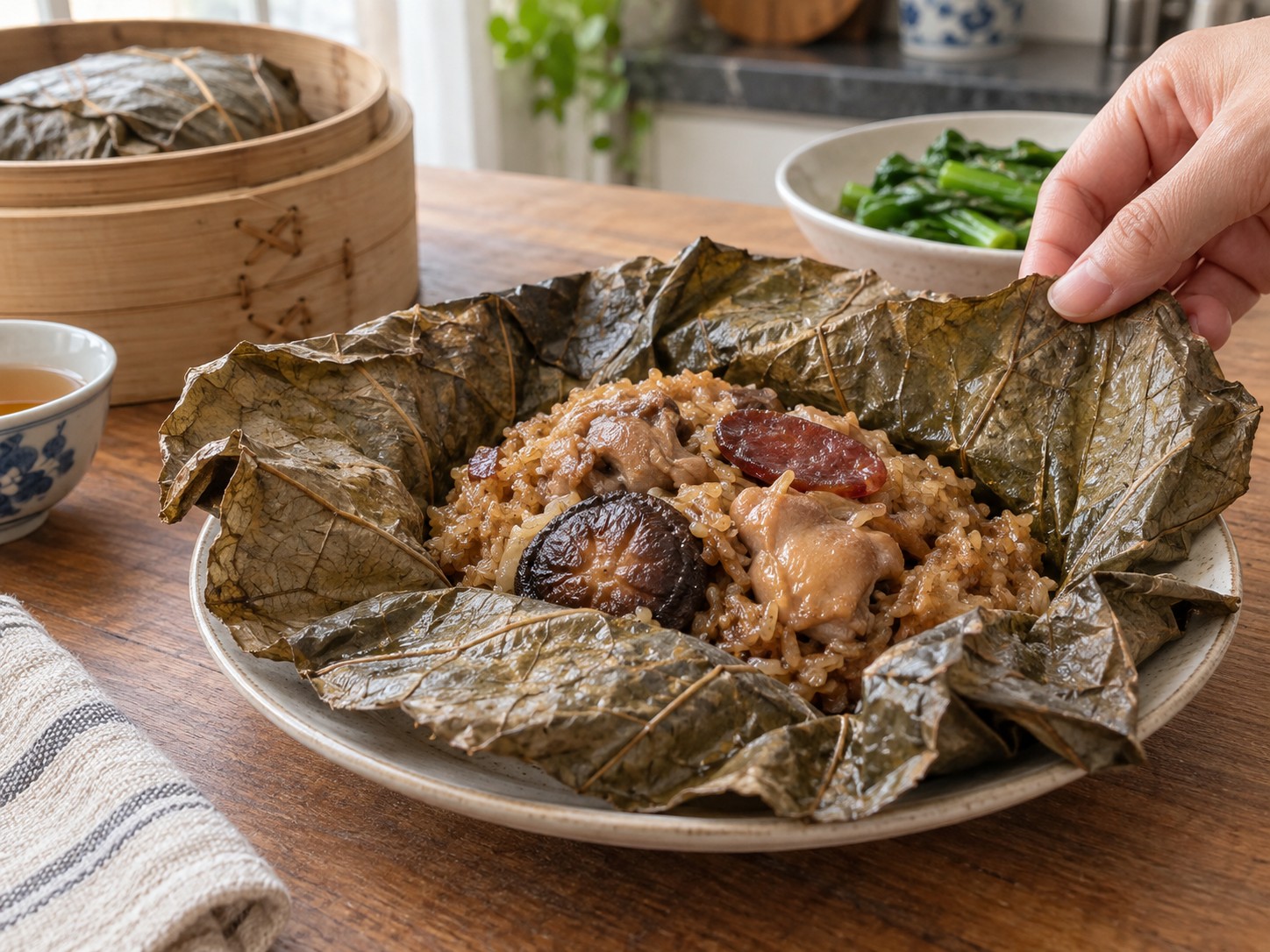 Cantonese Lotus Leaf Glutinous Rice Chicken — natapos na ulam