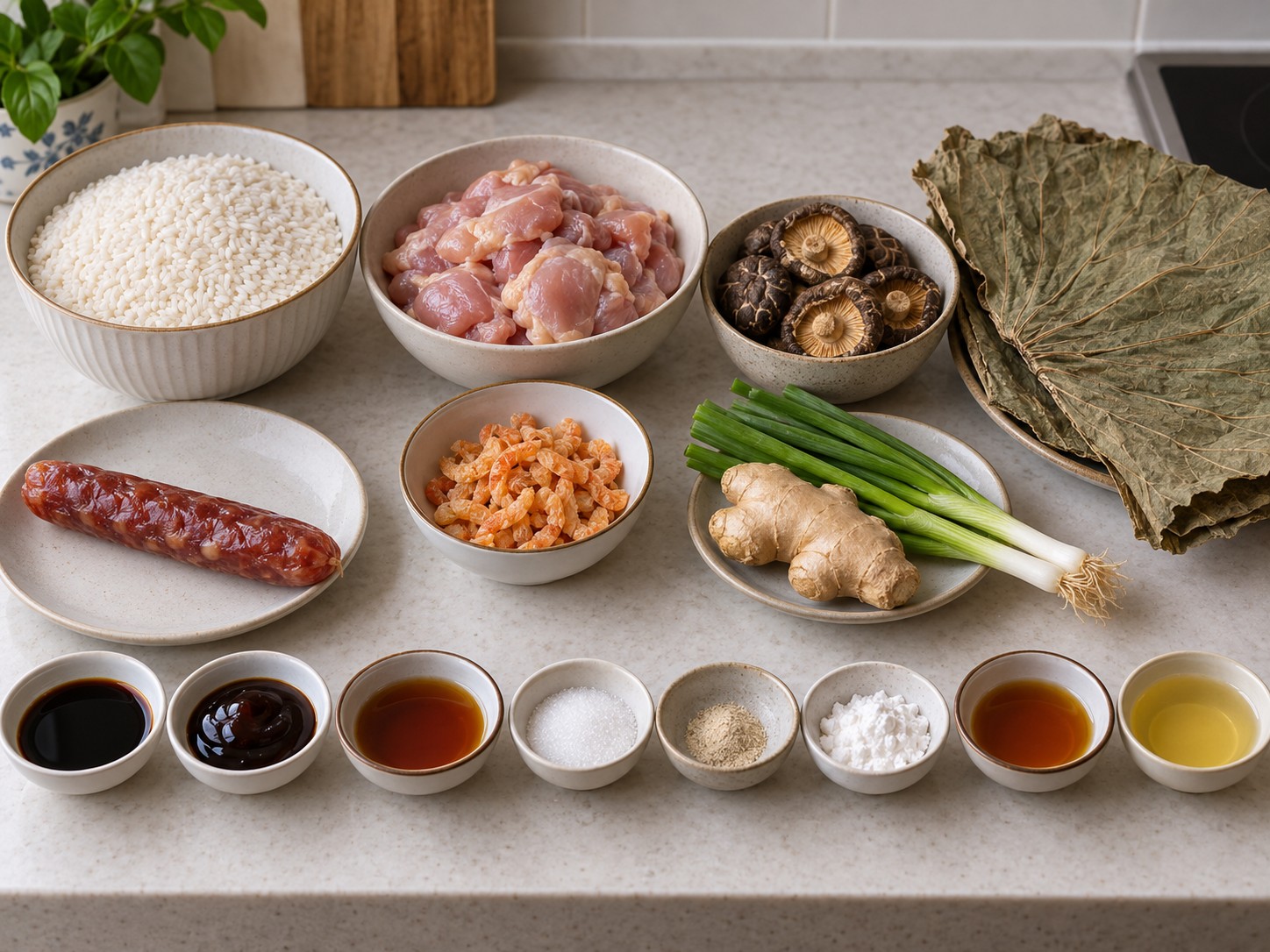 Cantonese Lotus Leaf Glutinous Rice Chicken — mga sangkap