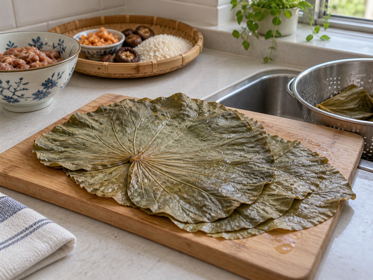 Cantonese Lotus Leaf Glutinous Rice Chicken — Palambutin ang lotus leaves