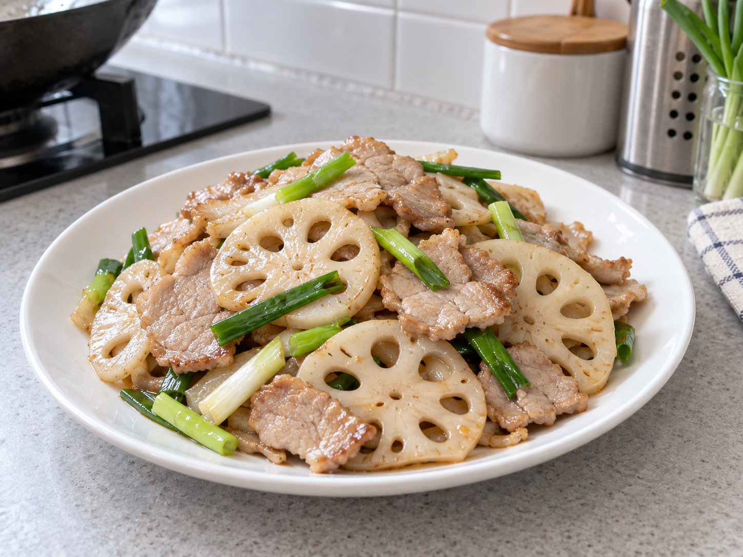 Ginisang Ugat ng Lotus at Hiniwang Baboy na Cantonese — Pagsamahin at ihain