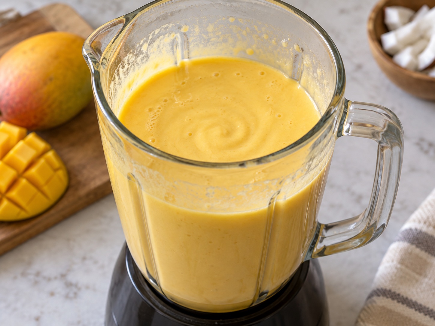 Hong Kong Mango Pomelo Sago — Blend the mango base