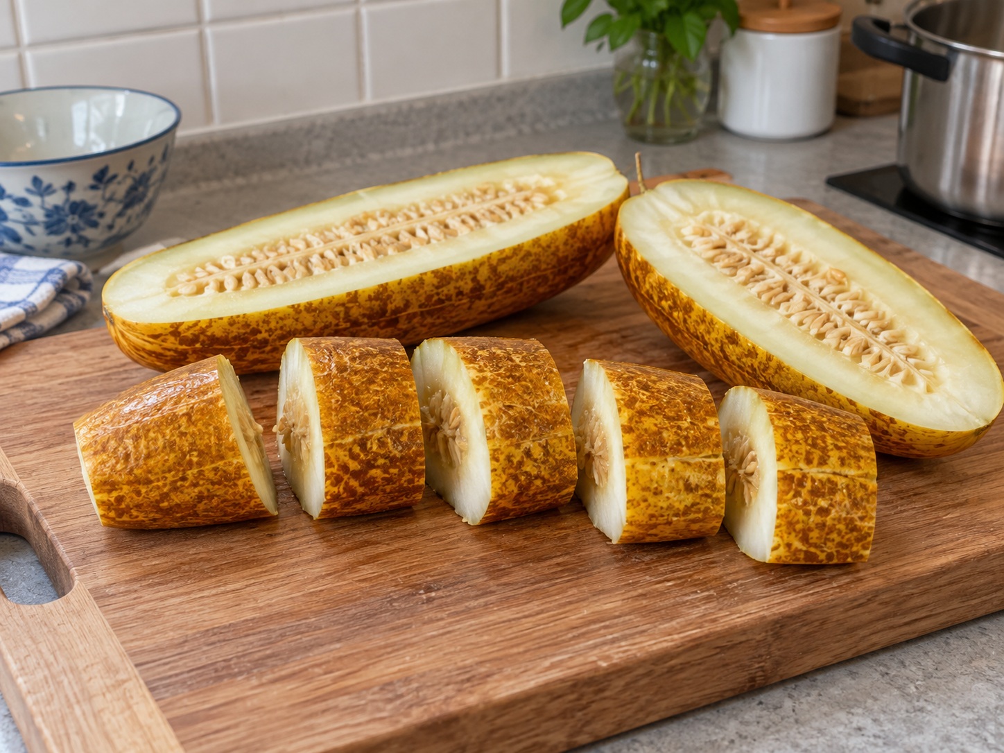 Sup Kanton Timun Tua, Kacang, dan Tulang Babi — Potong timun