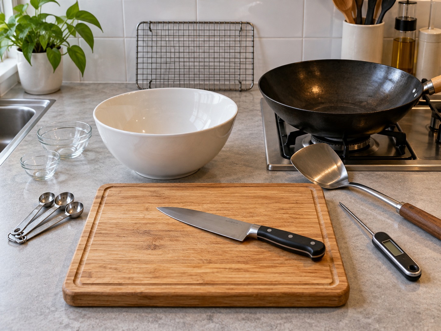 Cantonese Pan-Fried Chive Shrimp Cakes — tools