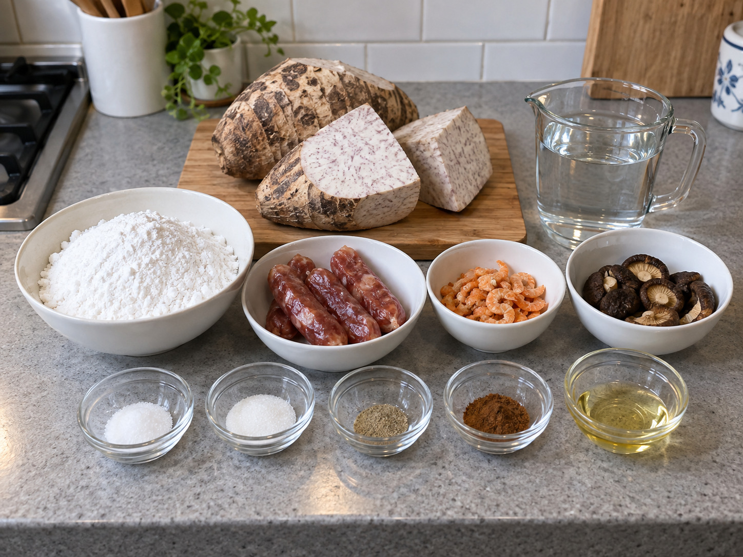 Cantonese Pan-Fried Taro Cake — ingredients