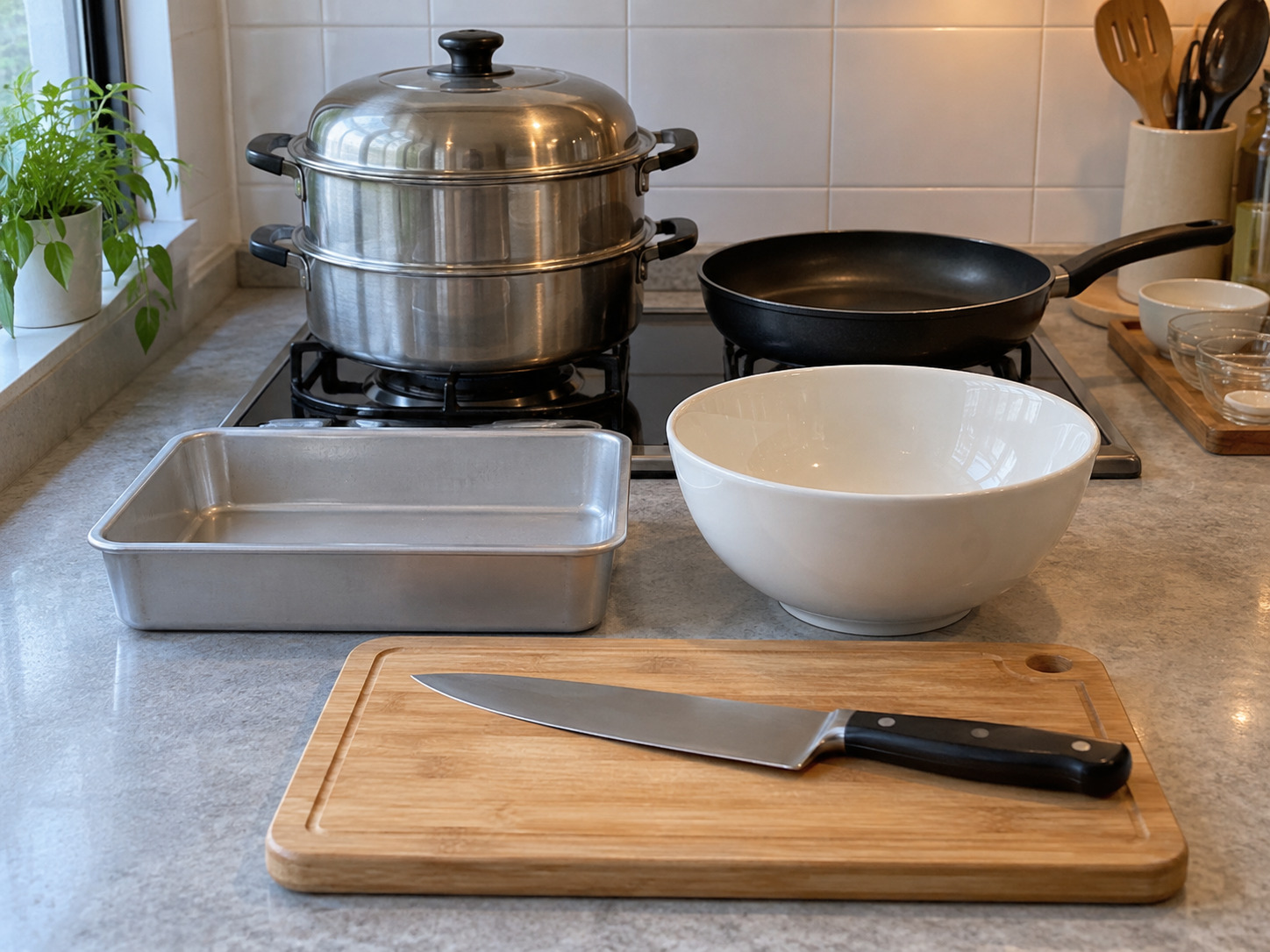 Cantonese Pan-Fried Taro Cake — tools