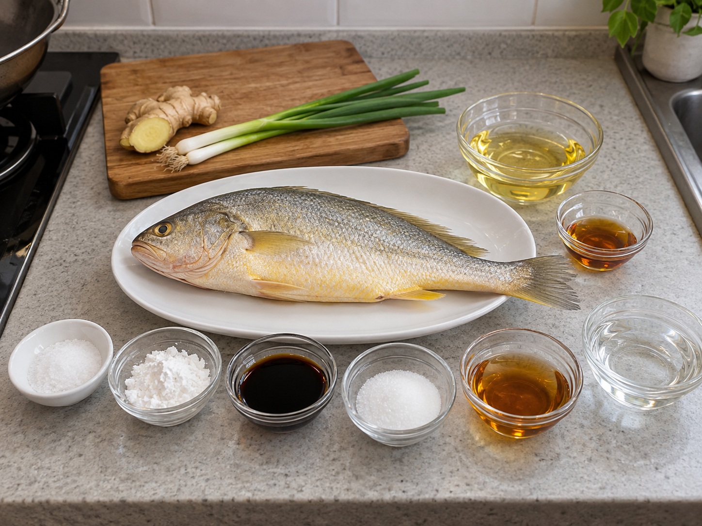 Cantonese Pan-Fried Yellow Croaker — mga sangkap