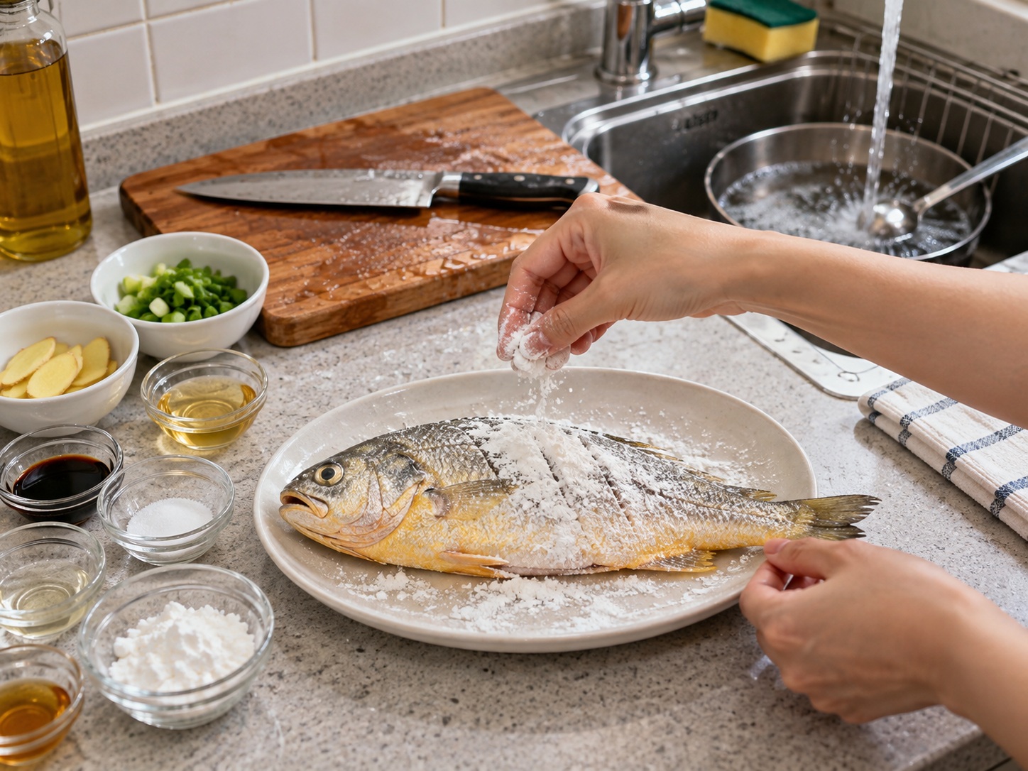 Cantonese Pan-Fried Yellow Croaker — Budburan ng cornstarch