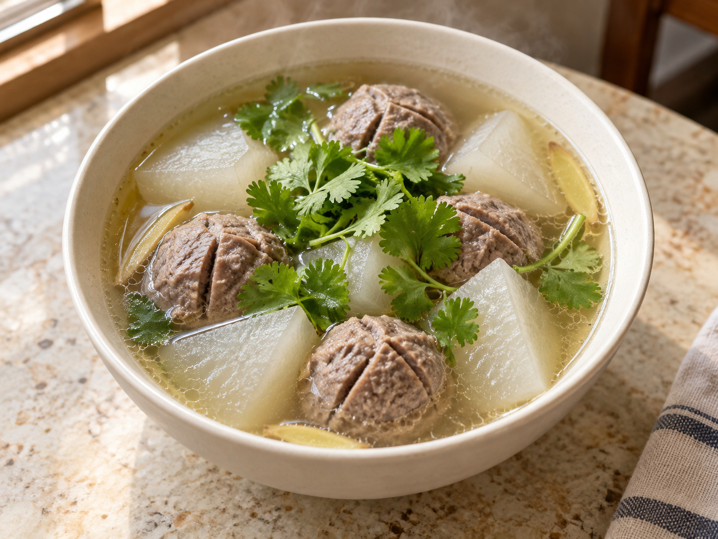 Cantonese na Sabaw ng Labanos at Beef Ball — natapos na ulam