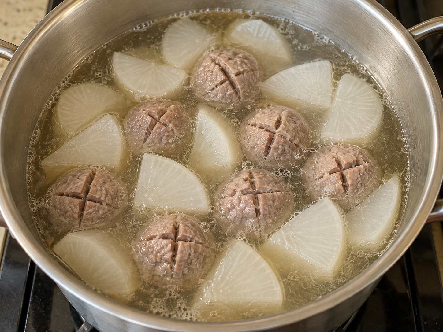 Cantonese na Sabaw ng Labanos at Beef Ball — Ilagay ang beef ball