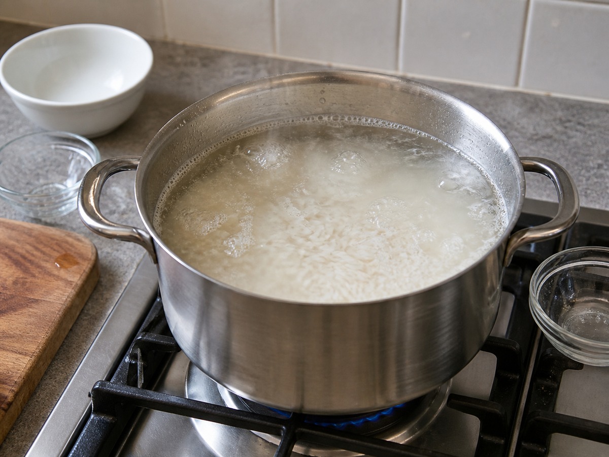 Cantonese Sampan Congee — step 6: Bring the base to a boil