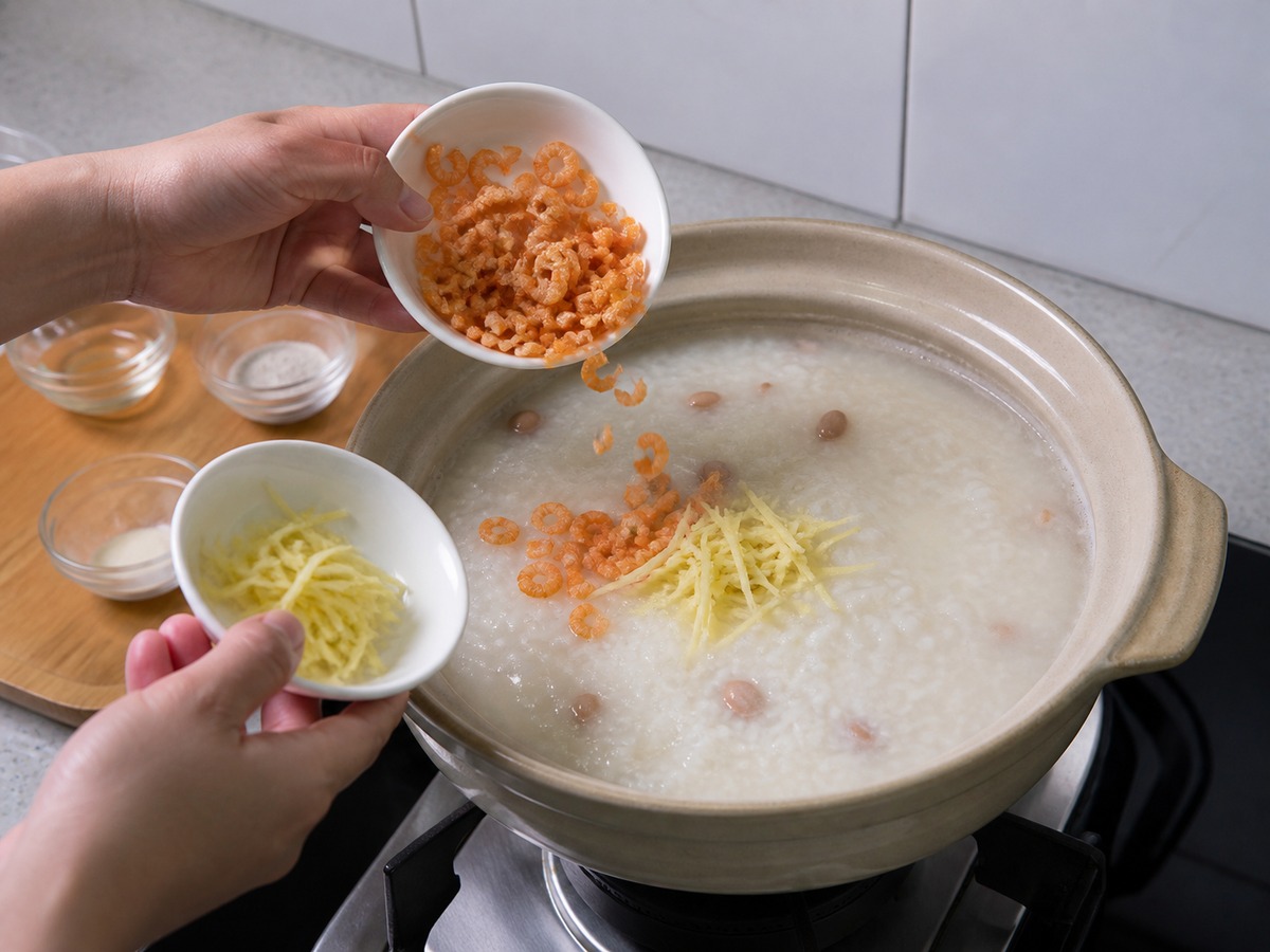 Cantonese Sampan Congee — step 8: Add the main ingredients
