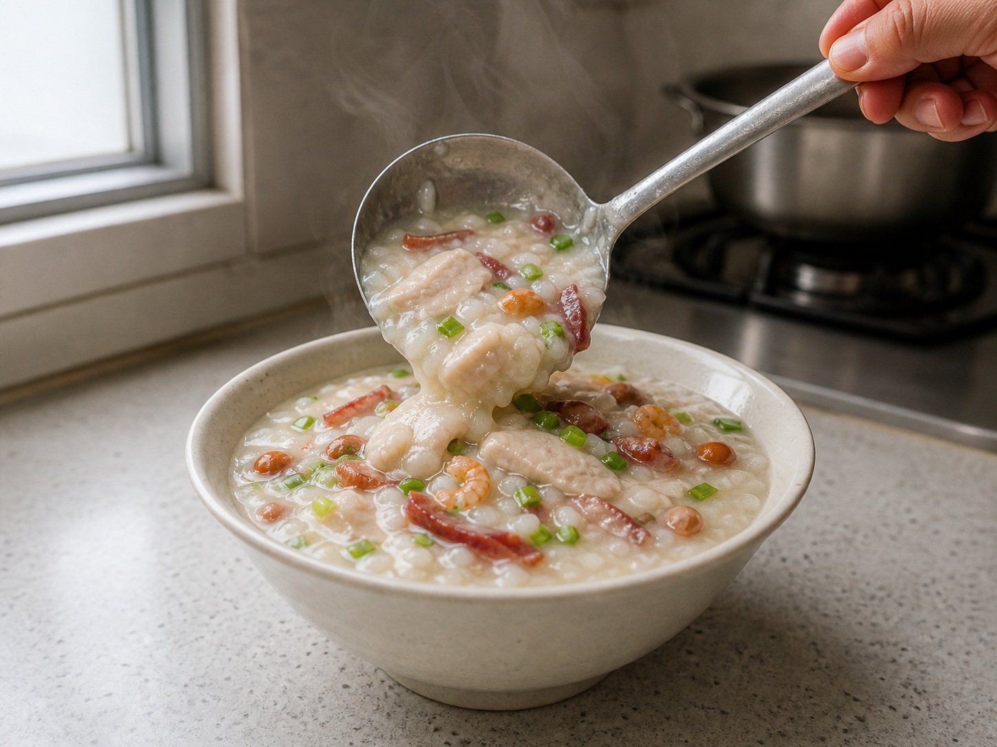 Cantonese Sampan Congee — step 12: Rest and serve