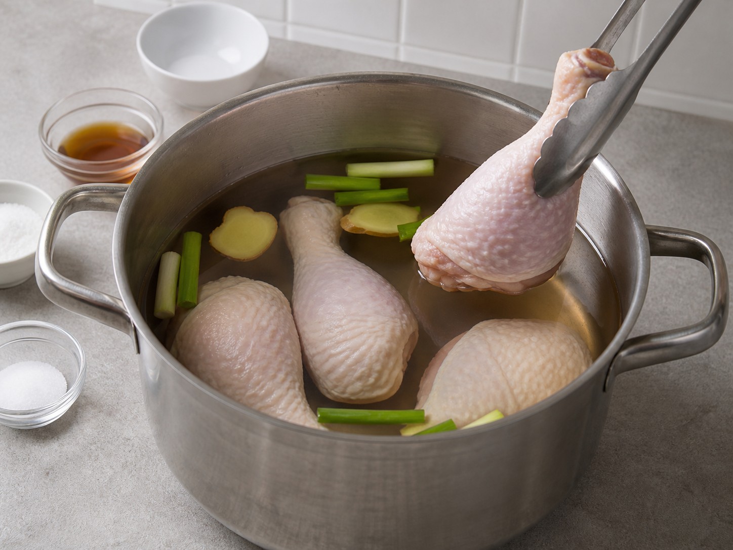 麻香手撕雞:冷水入鍋