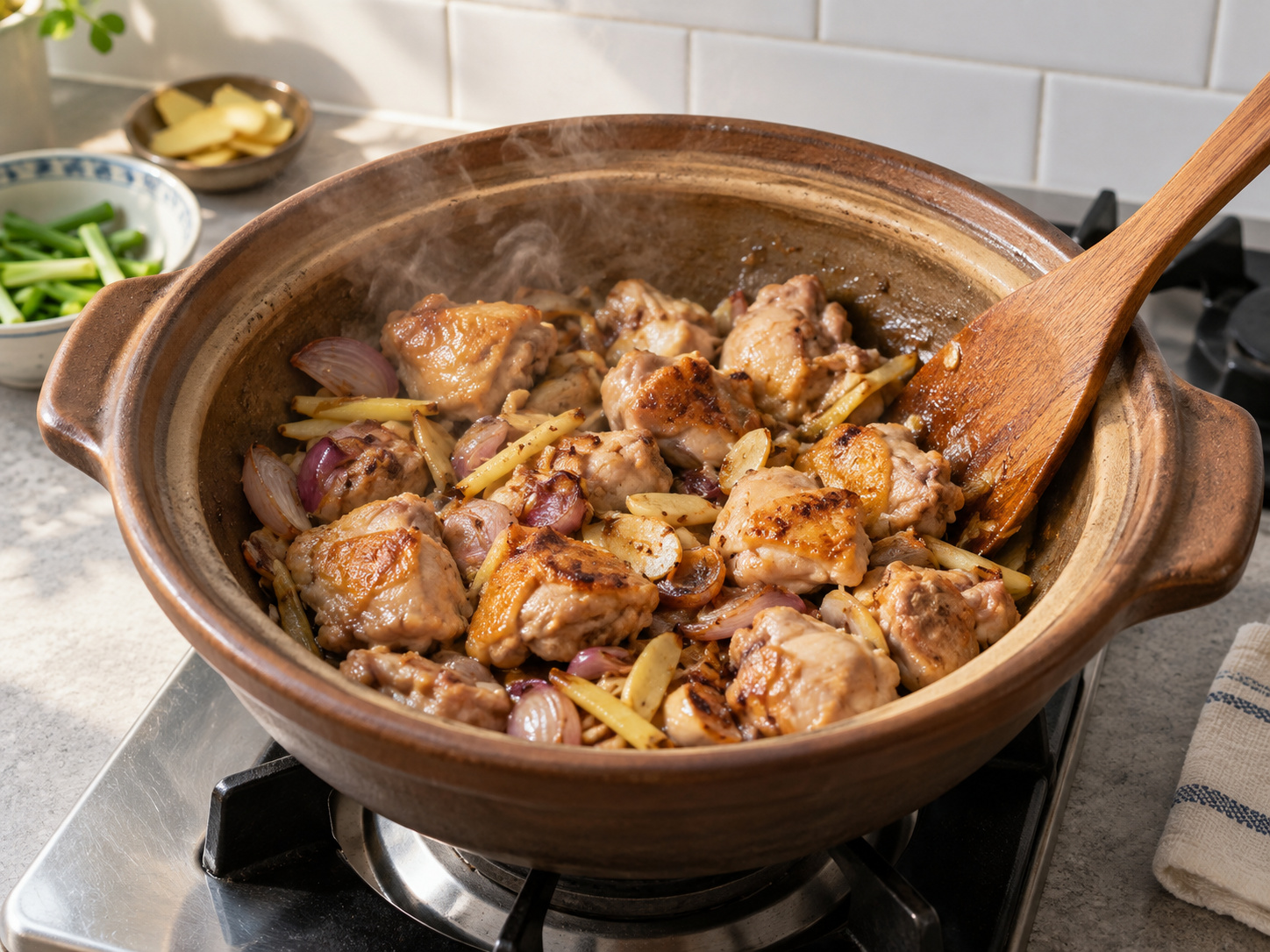 Ayam Claypot Mendesis ala Kanton — Masukkan ayam