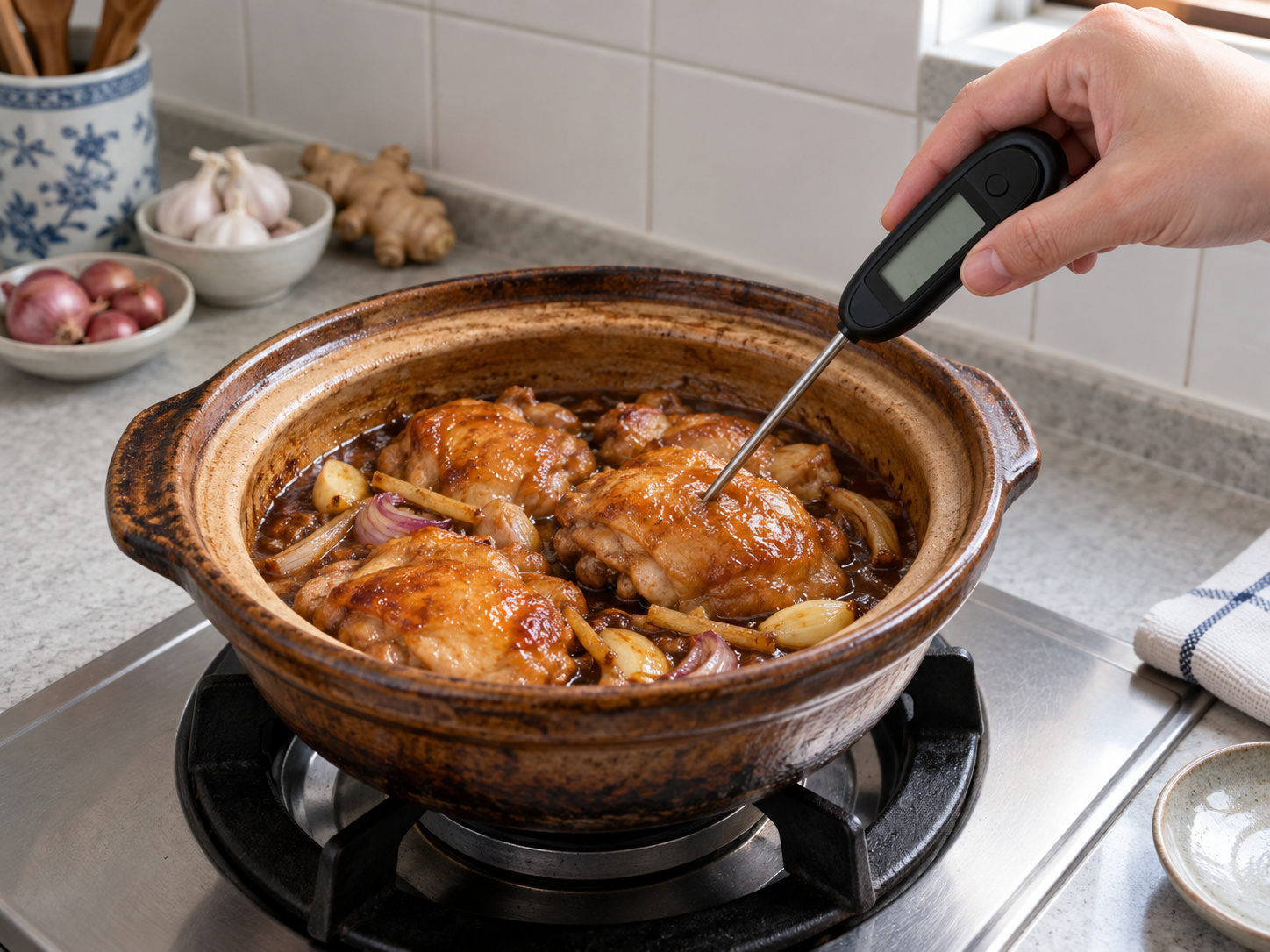 Ayam Claypot Mendesis ala Kanton — Periksa kematangan
