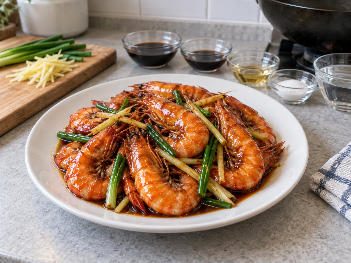 Udang Goreng Kecap ala Kanton — hidangan selesai
