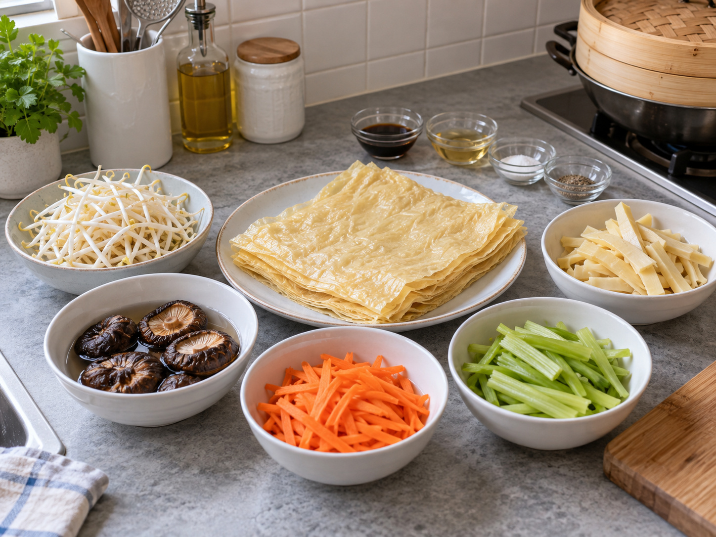 Cantonese Steamed Bean Curd Sheet Vegetable Rolls — ingredients