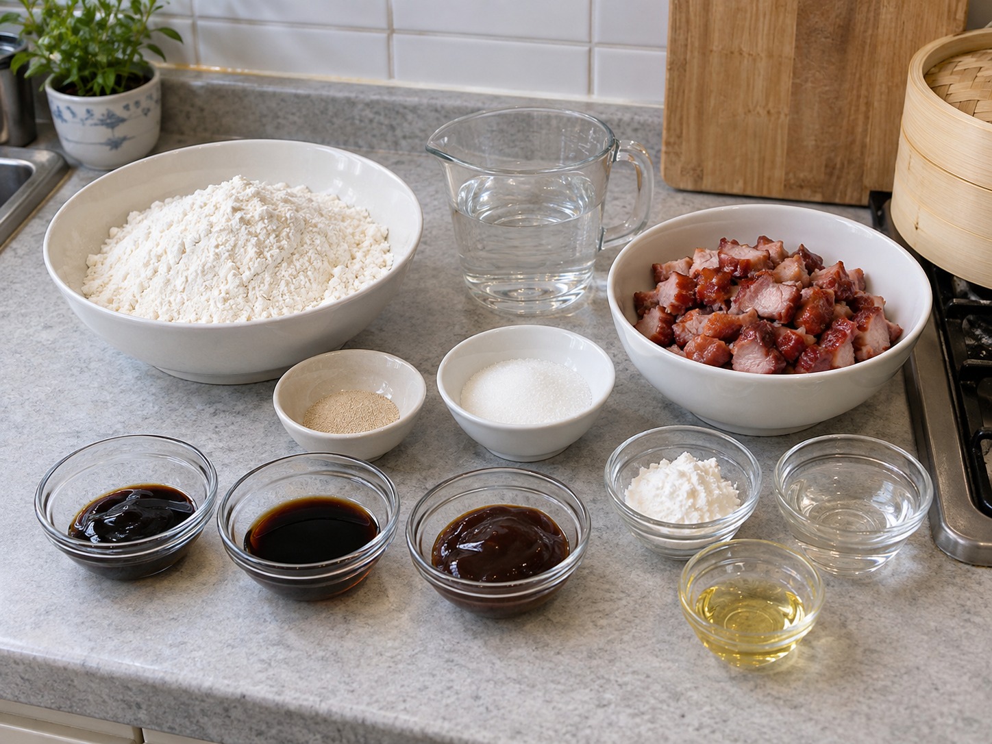 Cantonese Siopao na may Char Siu — mga sangkap
