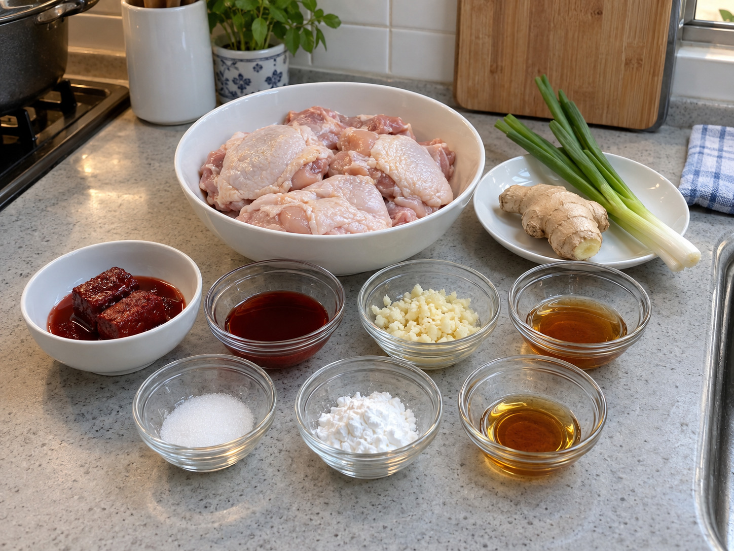 Steamed Chicken na may Pulang Fermented Bean Curd — mga sangkap