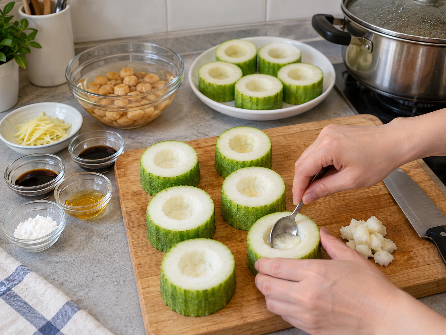 Labu Berbulu Kukus dengan Kerang Simping Kering — Buat cekungan