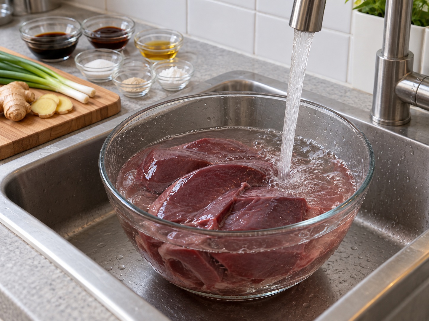 Cantonese Steamed Pork Liver na may Luya at Sibuyas Dahon — Banlawan ang atay