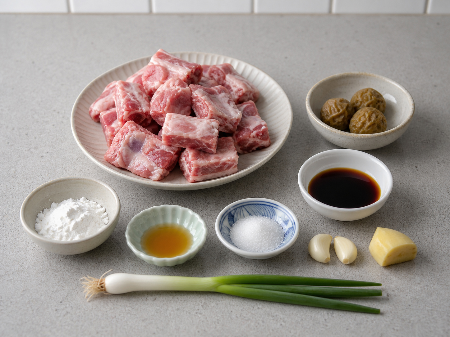 Cantonese Steamed Pork Ribs na may Plum Sauce — pangkalahatang sangkap