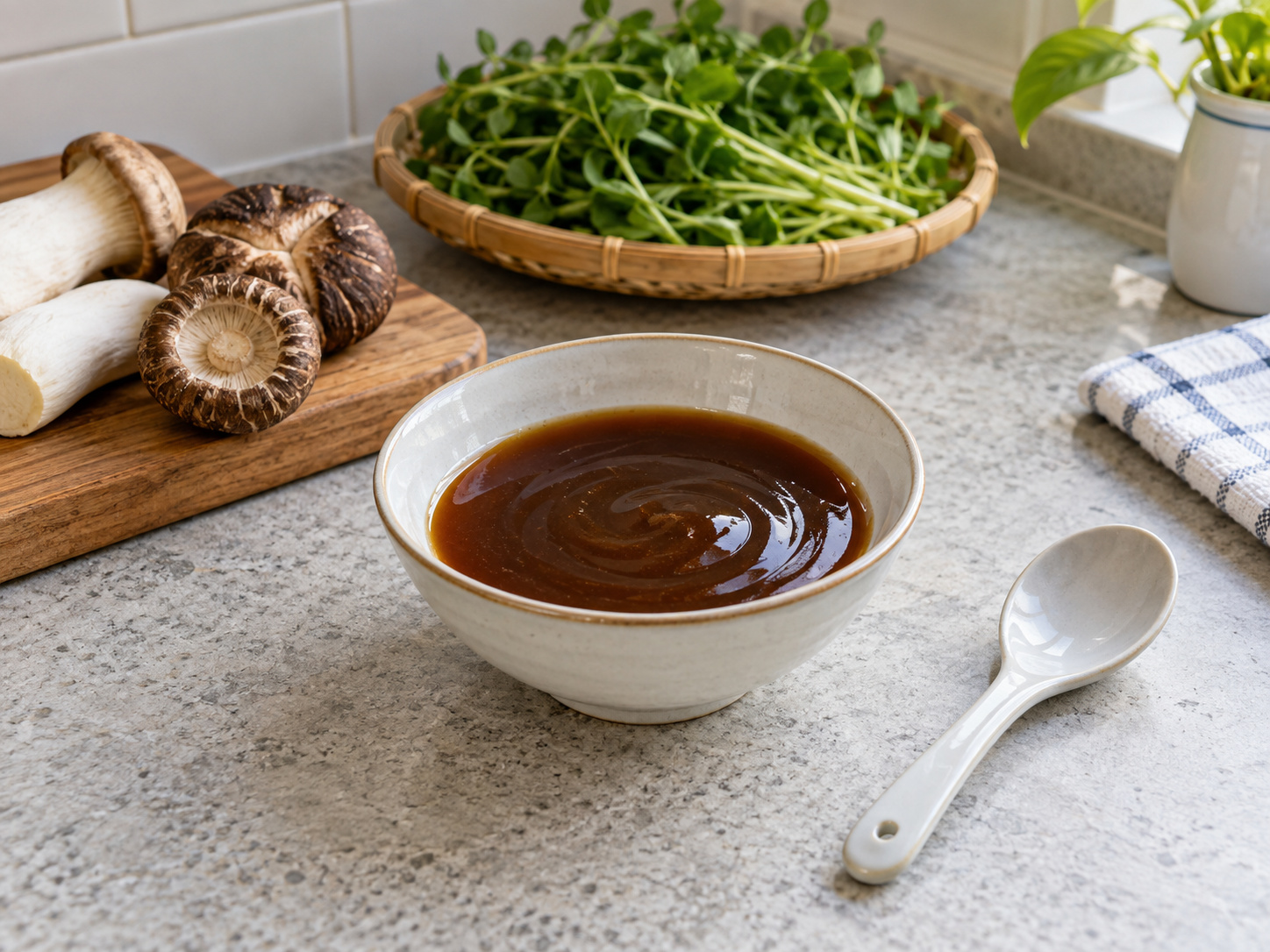 Stir-fried Pea Shoots with Two Mushrooms — Mix mushroom sauce