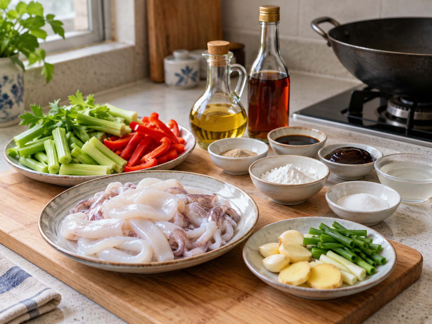 Cantonese Stir-fried Squid with Celery — ingredients
