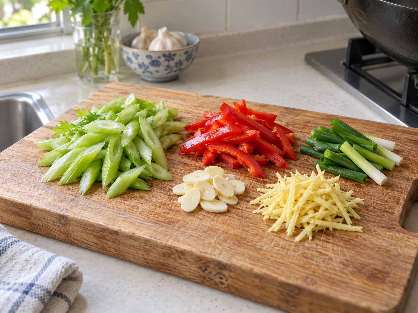 Cantonese Stir-fried Squid with Celery — Cut the vegetables